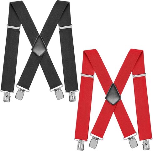 Skylety 2 Pack 2 Inch Adjustable Men's Suspenders Heavy Duty Suspenders with 4 Secure Clips for Jeans and Casual Trousers in Saudi Arabia