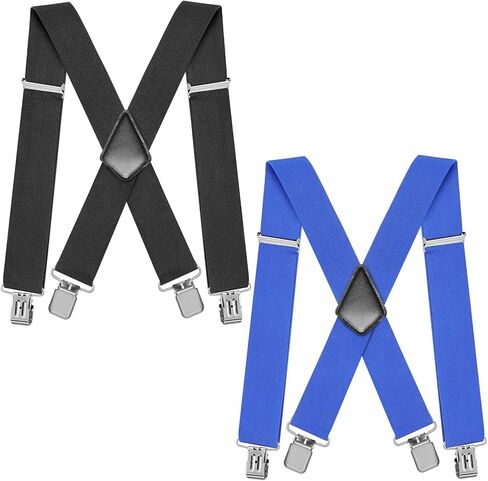 Skylety 2 Pack 2 Inch Adjustable Men's Suspenders Heavy Duty Suspenders with 4 Secure Clips for Jeans and Casual Trousers in Saudi Arabia