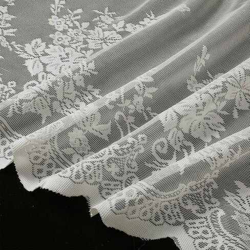 Lace Valances for Windows, Window Toppers Valances Short Curtain Vintage Cream Sheer Valance Over Sink for Kitchen Half Window Bathroom Decoration Rod Pocket 51x16 inches 1 Pane(Beige) in Saudi Arabia