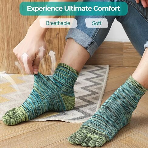 Men’s Toe Socks – Cotton Retro Style Five Finger Socks US 7–12, Moisture-Wicking & Breathable Crew Socks in Saudi Arabia