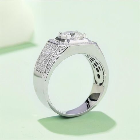 14K Gold Men's Wedding Rings,2 Carat Diamond Ring D-color VVS1,Luxuriously Studded Trendsetting Full Diamond Design,Father's Day Gift in Saudi Arabia