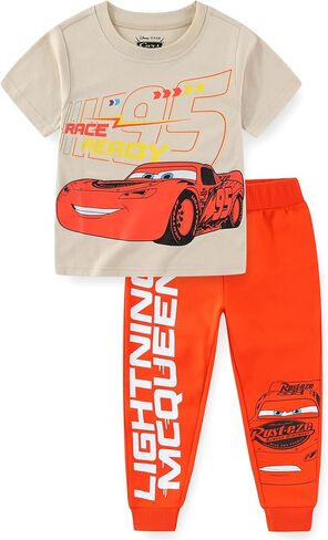 Disney Cars Lightning McQueen Boys Short Sleeve T-Shirt and Pants Set for Toddler and Big Kids in Saudi Arabia