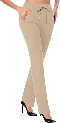 Aniywn Women Pants Casual Work Business Pants with Pockets High Waist Stretchy Trousers Pull On Office Slacks Yoga Leggings in Saudi Arabia