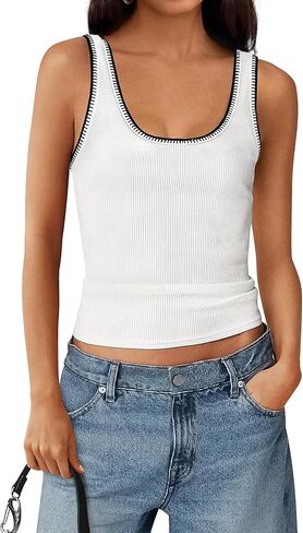 BTFBM Sleeveless Tops for Women 2026 Summer Scoop Neck Tank Stitch Ribbed Knit Sweater Vest Casual Beach Vacation Outfit in Saudi Arabia