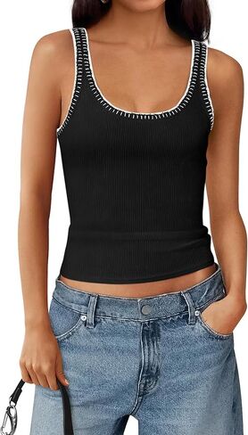 BTFBM Sleeveless Tops for Women 2026 Summer Scoop Neck Tank Stitch Ribbed Knit Sweater Vest Casual Beach Vacation Outfit in Saudi Arabia