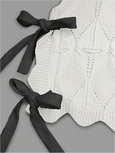 Verdusa Women's Coquette Bow Tie Sweater Vest Summer Sleeveless Crop Knit Tops in Saudi Arabia