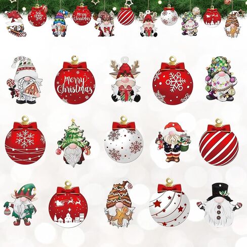 مجموعة 24 قطعة من زينة عيد الميلاد جنوم للشجرة بحبل من الجوت الطبيعي - ديكورات جنوم معلقة ريفية للمنزل وحفلات العطلات والهدايا وديكور الشتاء in Kuwait