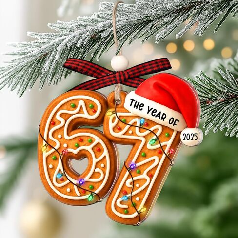 67 زخرفة - 6 7 زينة عيد الميلاد المضحكة - زينة عيد الميلاد للأطفال والمراهقين والفتيات والأولاد - حشوات تخزين عصرية للمراهقين - زينة تبادل الأشياء الغريبة من الأكريليك 2025 in Kuwait