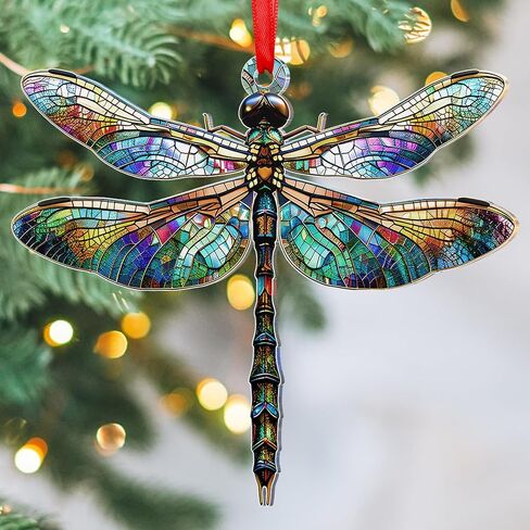 OASSIE Christmas Dragonfly Gifts for Women - Acrylic Christmas Ornaments 2025 for Tree with Card - Dragonflies Decor for Home Garden Decorations, Gifts Ideas for Mom Grandma Friends in Saudi Arabia