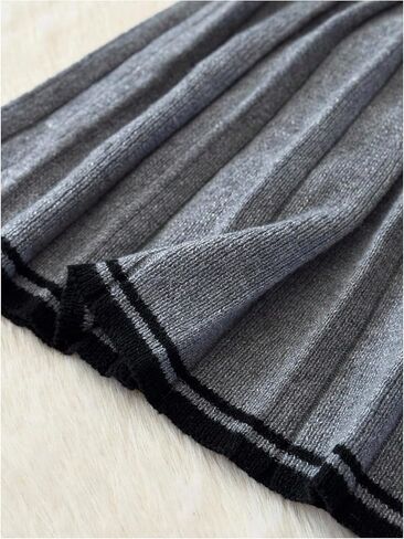 SHENHE Women's Fall Fleece Skirt Pleated A Line High Waist Flared Preppy Knit Sweater Skirt in Saudi Arabia