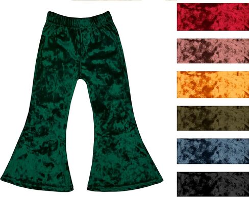 Daisy Del Sol Little Girls Velvet Boho Bell Bottom Flared Stretch Legging Pants Toddler Childrens Kids 2T-8 in Kuwait