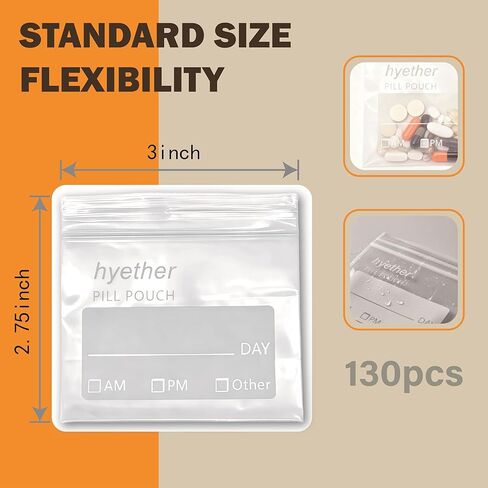 Pill Bags for Travel Pill Pouches 3 x 2.75 inch Pack of 130 Travel Pill Organizer for Medicine with Write on Label Clear Ziplock Seal Waterproof BPA Free in Saudi Arabia