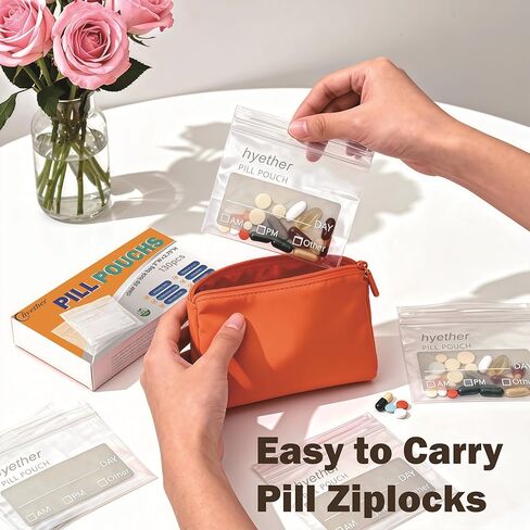Pill Bags for Travel Pill Pouches 3 x 2.75 inch Pack of 130 Travel Pill Organizer for Medicine with Write on Label Clear Ziplock Seal Waterproof BPA Free in Saudi Arabia