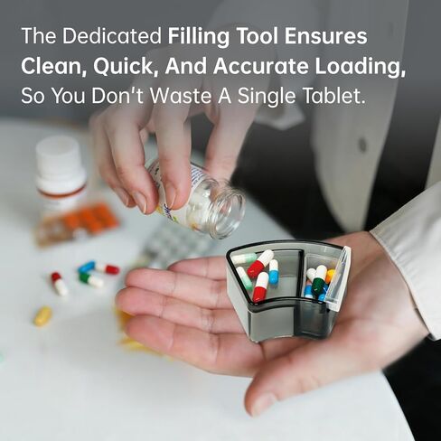 موزع حبوب منع الحمل الذكي VEXA VitaMate Pro 21 مع دوران تلقائي، وحاويات حبوب منع الحمل المرتفعة، وتنبيهات الصوت والضوء، وتذكير الدواء الذي يتم التحكم فيه من خلال التطبيق ومتتبع للأقراص والكبسولات والمكملات الغذائية in Kuwait