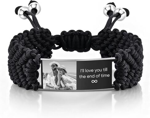 MPRAINBOW Custom Picture Bracelets for Men - Stainless Steel Adjustable ID Bracelet,Free Engraved Personalized Photo Bracelets, Engraving Photo Text Name Wristbands Jewelry Gifts for Him Boyfriend in Saudi Arabia