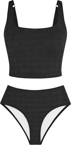 ZAFUL Womens Tankini Swimsuits Tummy Control Two Piece Bathing Suits Textured Swim Suits Tank Top with High Waisted Bottom in Saudi Arabia