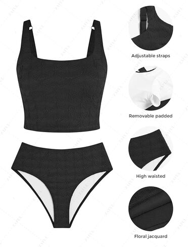 ZAFUL Womens Tankini Swimsuits Tummy Control Two Piece Bathing Suits Textured Swim Suits Tank Top with High Waisted Bottom in Saudi Arabia