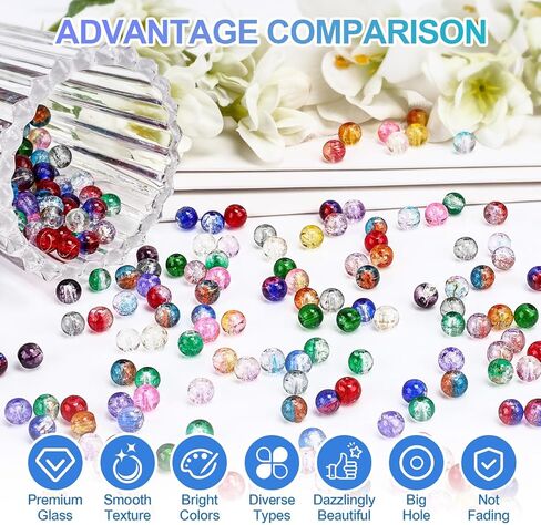 Xseino 1200pcs 6mm Pearl Glass Beads Makelet Kit ، 24 سلسلة ألوان متنوعة من الخرز الكريستال لصنع المجوهرات وحرف DIY ، أساور الصداقة in Kuwait