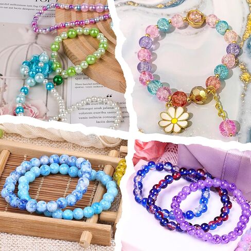 Xseino 1200pcs 6mm Pearl Glass Beads Makelet Kit ، 24 سلسلة ألوان متنوعة من الخرز الكريستال لصنع المجوهرات وحرف DIY ، أساور الصداقة in Kuwait