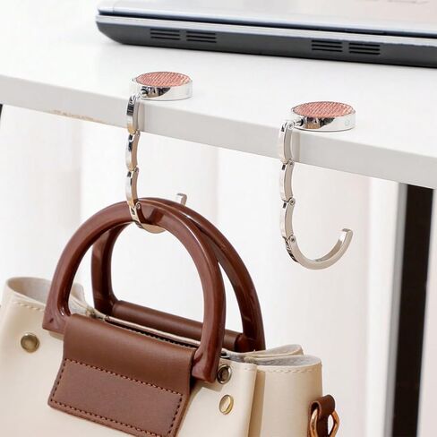 1-Pack Foldable Purse Hooks for Tables & Desks Anti-Slip Handbag Hangers Portable Design Mixed Color (Black) in Saudi Arabia