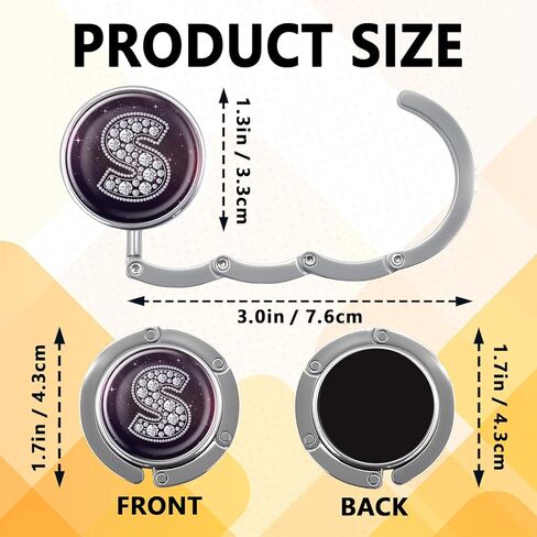 هدايا خطافية أولية من الماس المضحك - حرف فضي ماسي S - حامل محفظة قابل للطي للطاولة - شماعة حقيبة يد مستديرة للنساء - هدايا عيد ميلاد للعائلة وزملاء العمل والصديق والسيدة الرئيسة in Kuwait