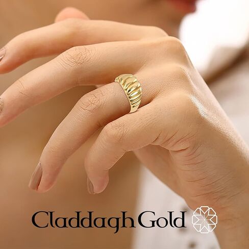 خاتم كرواسون نسائي من الذهب الأصفر عيار 10 قيراط أو 14 قيراط من Claddagh Gold متوفر باللون الوردي الأصفر والذهب الأبيض مع مقاسات حلقات متعددة in Kuwait
