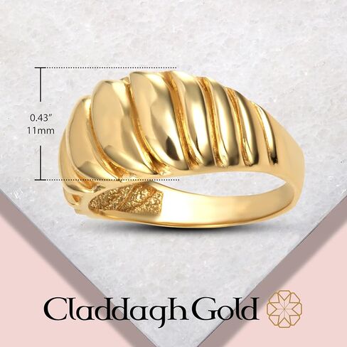 خاتم كرواسون نسائي من الذهب الأصفر عيار 10 قيراط أو 14 قيراط من Claddagh Gold متوفر باللون الوردي الأصفر والذهب الأبيض مع مقاسات حلقات متعددة in Kuwait
