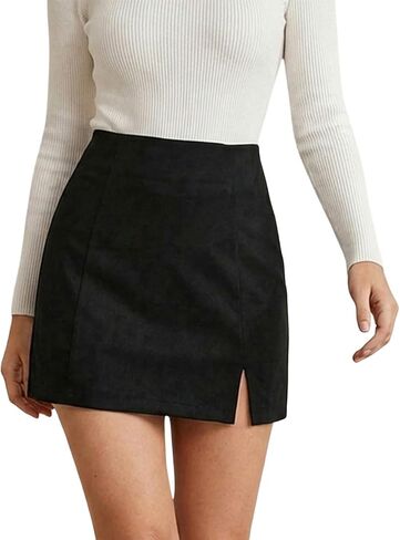 Women's High Waisted Mini Skirt Dressy Casual Split Hem Bodycon Going Out Skirts in Saudi Arabia