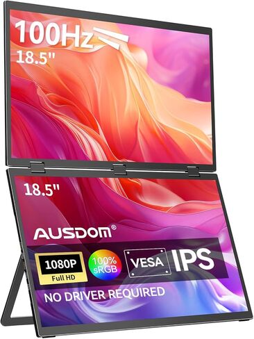 شاشة كمبيوتر محمول AUSDOM 15.6: FHD 1080P 15.6 بوصة شاشة محمولة ثانية شاشة سفر خارجية، شاشة ثانوية إضافية للكمبيوتر المحمول HDMI USB-C إضافية لأجهزة الكمبيوتر المحمول MacBook in Saudi Arabia