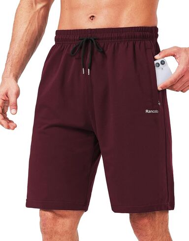 Mens Cotton Shorts Sweat Athletic Shorts for Men, Lounge, Gym, Yoga, Workout with Zipper Pockets in Kuwait