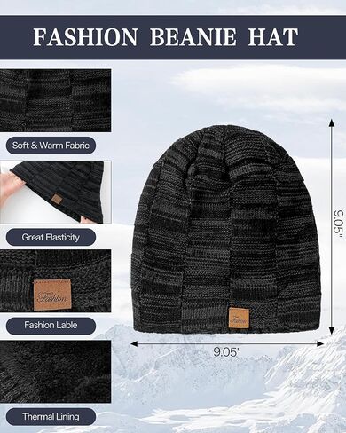 Winter Hat Beanie Scarf Touchscreen Gloves Set, 3Pcs Soft Thick Fleece Lined Gloves Skull Cap Scarf Set for Women Men in Saudi Arabia