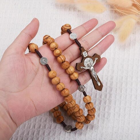 YI Boutique Crucifix Wall Cross, Handmade Catholic Crosses, 8 Inch, with Wooden Rosary, Wall crucifixes, Wood Crucifix for Wall, Jesus Christian Wall Hanging Cross in Saudi Arabia