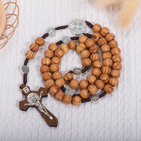 YI Boutique Crucifix Wall Cross, Handmade Catholic Crosses, 8 Inch, with Wooden Rosary, Wall crucifixes, Wood Crucifix for Wall, Jesus Christian Wall Hanging Cross in Saudi Arabia