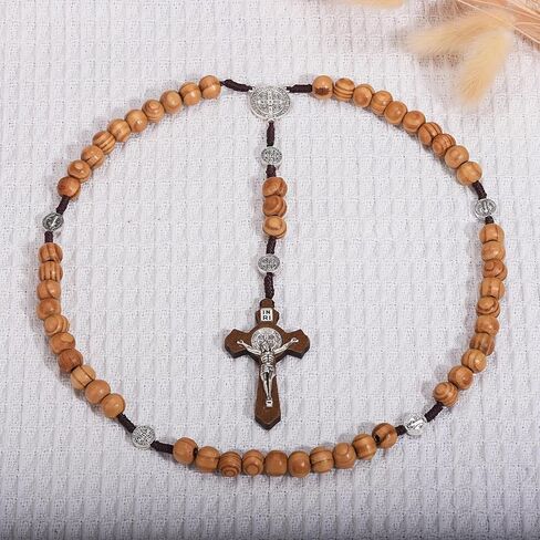 YI Boutique Crucifix Wall Cross, Handmade Catholic Crosses, 8 Inch, with Wooden Rosary, Wall crucifixes, Wood Crucifix for Wall, Jesus Christian Wall Hanging Cross in Saudi Arabia