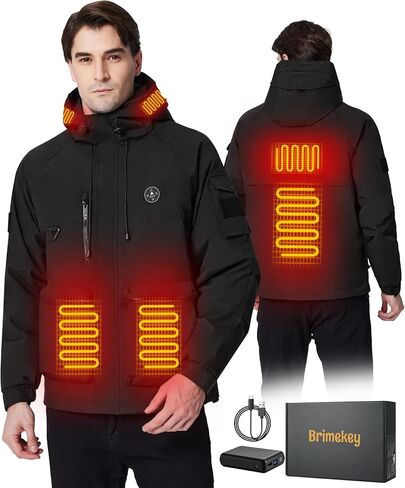 Heated Jacket for Men with 16000mAh Battery Pack 7.4V Heated Coat for Men Waterproof Heated Hoodie Jacket in Saudi Arabia
