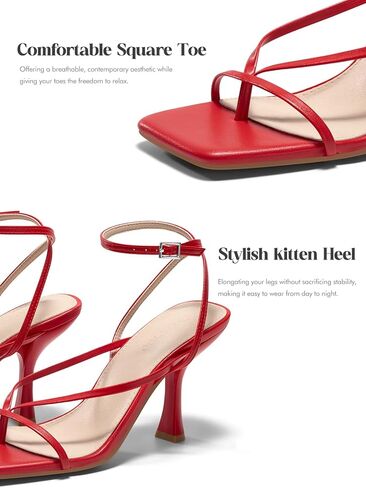 Coutgo Womens Strappy Kitten Heels Sandals Square Open Toe Flip Flops Summer Dress Shoes in Saudi Arabia