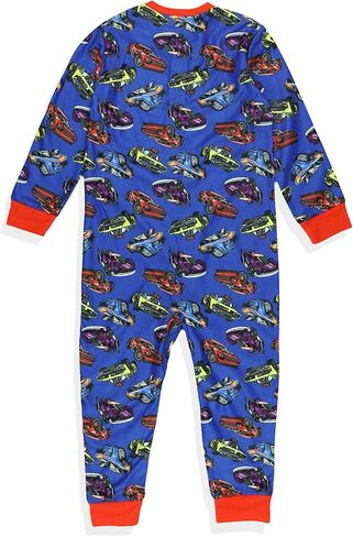 بيجامة INTIMO Hot Wheels للأطفال الصغار، سيارات وافرة من الصوف الناعم بدون أقدام، قطعة واحدة PJ in Kuwait
