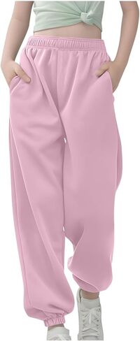 Girls Sweatpants Athletic Joggers with Drawstring Waist and Pockets Great for Teen Girls White Sweatpants 2025 Winter in Saudi Arabia