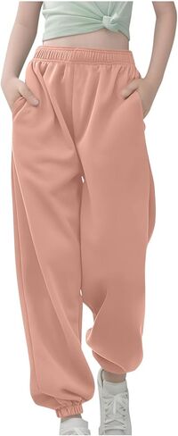 Girls Sweatpants Athletic Joggers with Drawstring Waist and Pockets Great for Teen Girls White Sweatpants 2025 Winter in Saudi Arabia