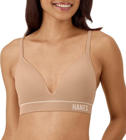 Hanes Women's Originals Seamless Wireless Bra, ComfortFlex Fit, Rib Contour Bra, Full Coverage in Kuwait