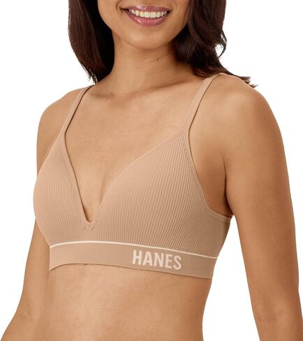 Hanes Women's Originals Seamless Wireless Bra, ComfortFlex Fit, Rib Contour Bra, Full Coverage in Kuwait