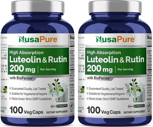 NusaPure Luteolin Complex with Rutin 200 mg | 100 Capsules | Vegetarian, Non-GMO & Vegan Flavonoid Formula in Kuwait