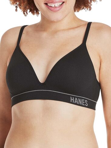 Hanes Women's Originals Seamless Wireless Bra, ComfortFlex Fit, Rib Contour Bra, Full Coverage in Kuwait