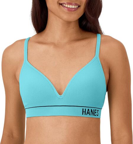 Hanes Women's Originals Seamless Wireless Bra, ComfortFlex Fit, Rib Contour Bra, Full Coverage in Kuwait