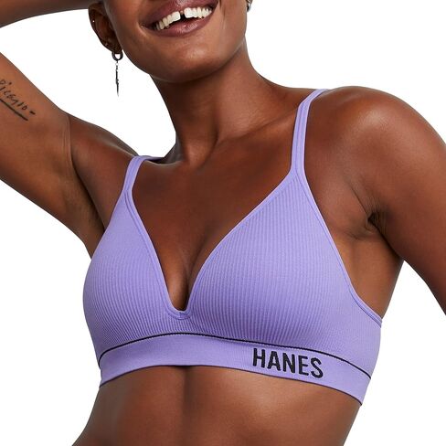 Hanes Women's Originals Seamless Wireless Bra, ComfortFlex Fit, Rib Contour Bra, Full Coverage in Kuwait