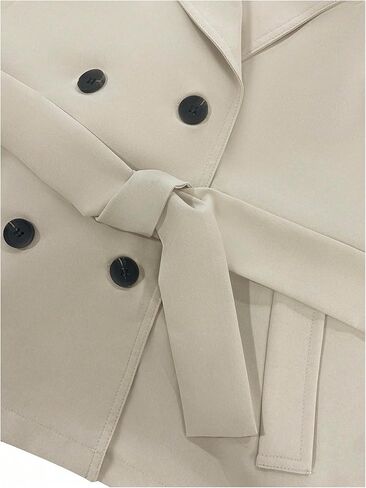 GORGLITTER Women's Cropped Trench Coat Belted Lightweight Jacket Double Breasted Long Sleeve Business Casual Overcoat in Saudi Arabia