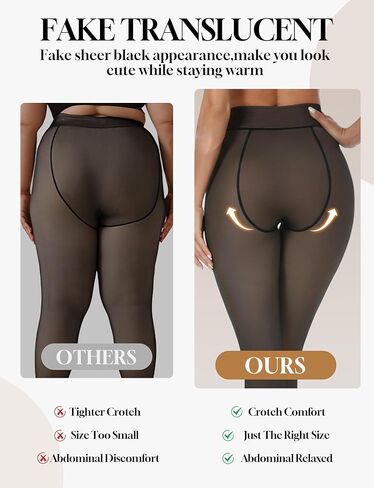 Buauty 2 Pairs Women Fleece Lined Tights Fake Translucent Thermal Leggings High Waist Thick Warm Pantyhose for Winter in Saudi Arabia