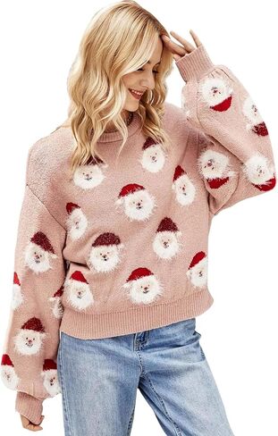 Ugly Christmas Sweater Women Funny Santa Xmas Cute Snowflake Holiday Party Knitted Pullover Tops in Saudi Arabia
