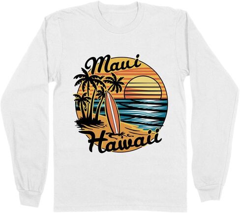 TeesAndTankYou Clipart Maui Long Sleeve Shirt Unisex in Saudi Arabia
