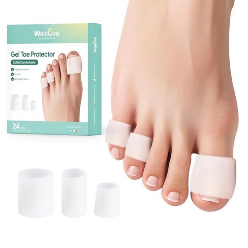 Welnove Silicone Toe Protectors – Silicone Open Pinky Toe Sleeves for Hammer Toes, Corns, Calluses, Blisters – Soft Gel Protector Toe Cushions for Pain Relief - 24 Count,White in Saudi Arabia